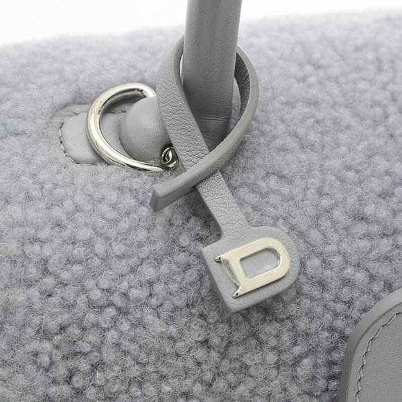 Delvaux Brillon Mini Shearling Handbag Ice Gray *Shoulder missing - Picture 5 of 9